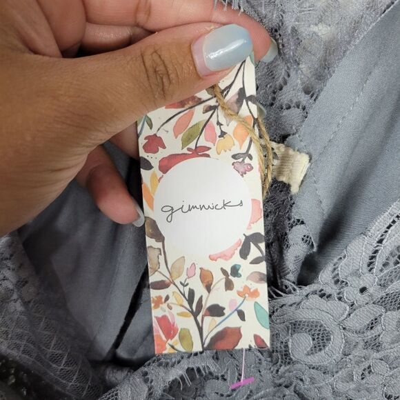 NWT Gimmicks Eyelash Lace Tank Top. Gray M#26 - Picture 13 of 16